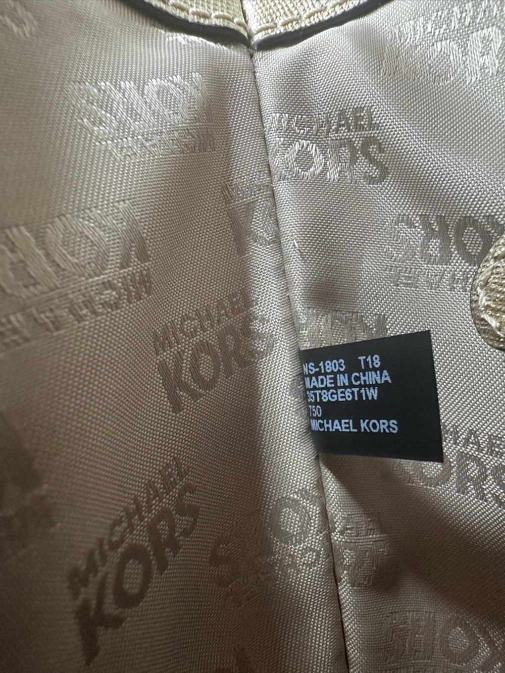 Michael Kors Cecelia Straw Tote with Green Leaf Appliqués and Gold Leather Trim - Picture 15 of 16